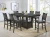 1942 Large Weathered Gray Pub Table with Storage and 6 Chairs