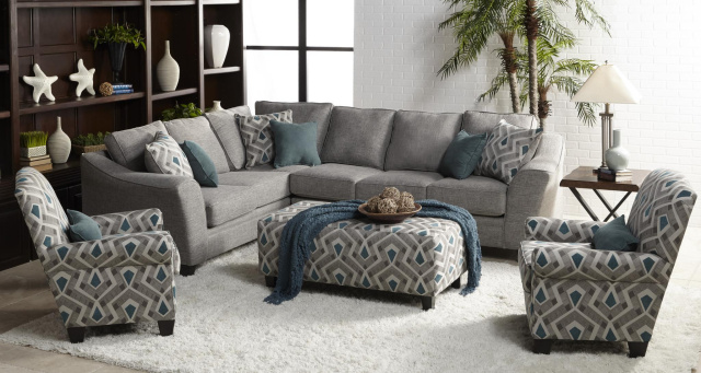 1015 2 piece Sectional in Quartz, Accent Chair and Ottoman Available