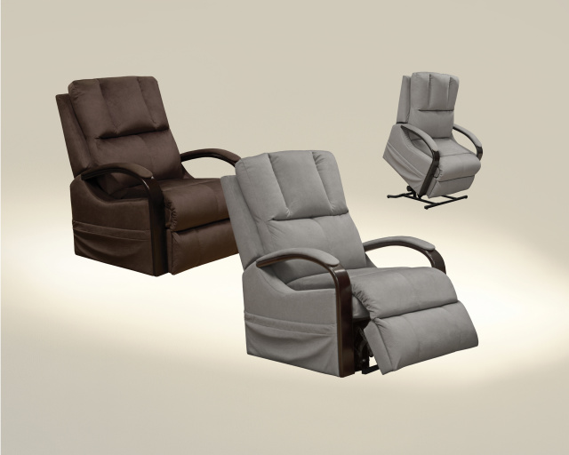 4863 LIFT Recliner with Heat and Massage in Aluminum and Walnut