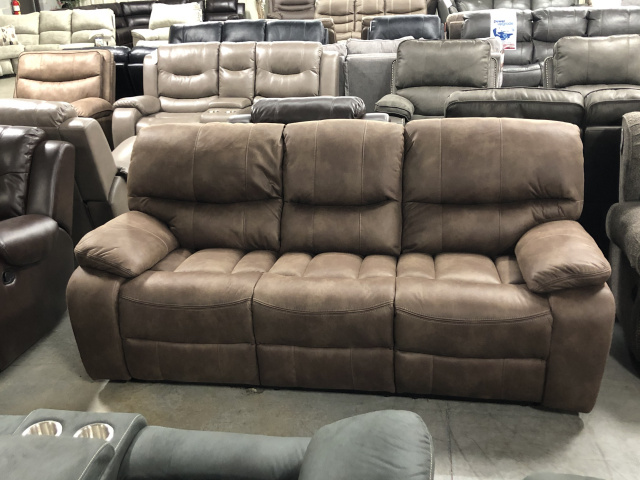 6715 Motion Sofa and Motion Double Glider Console Loveseat in Slate Gray or Brown with Accent Welt -
