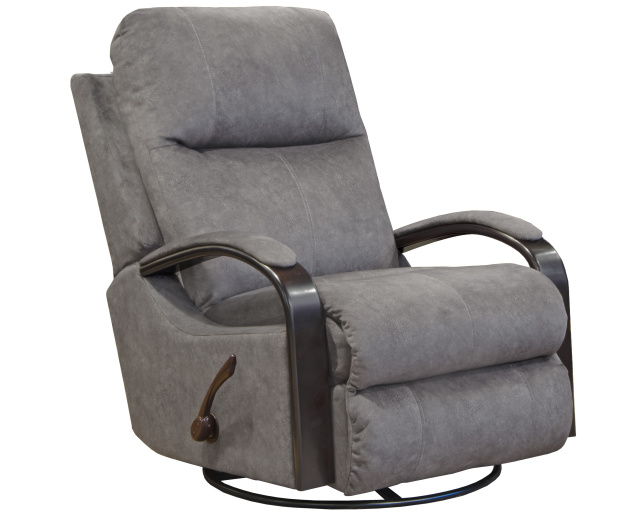 4703 Wooden Arm Swivel Glider Recliner in Graphite