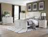 8047 Antique White Sleigh Bed Design - Full Extension Drawer Glides - King and Queen 